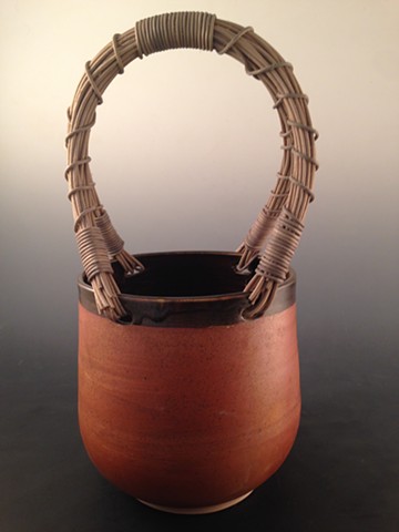 Wood Fired Basket with Rattan Handle