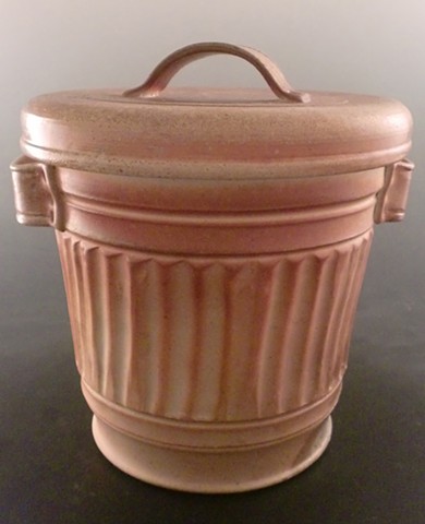 A Covered Jar ~ formed to resemble a trash can