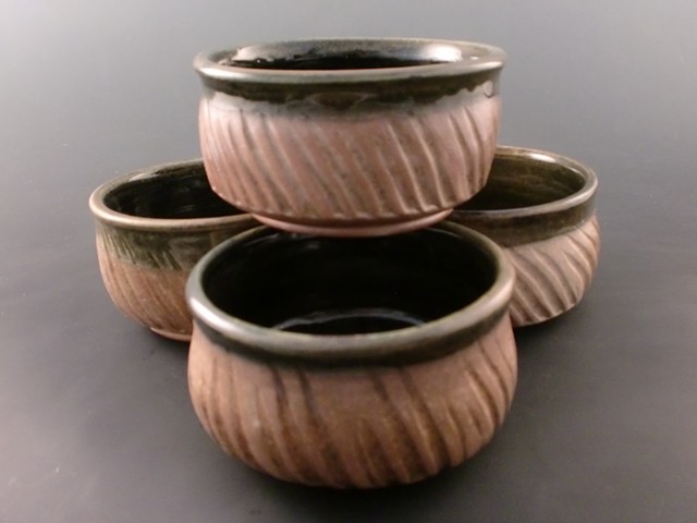 Wood Fired Tea Bowl Set with Temmoku accents