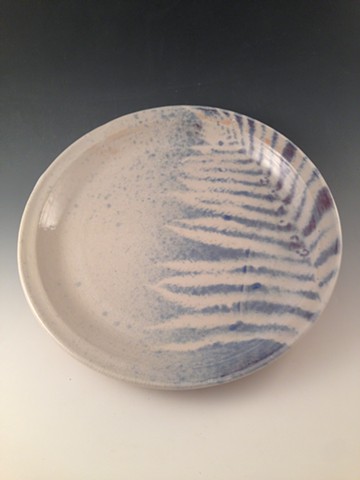 Porcelain plate with fern design in blue