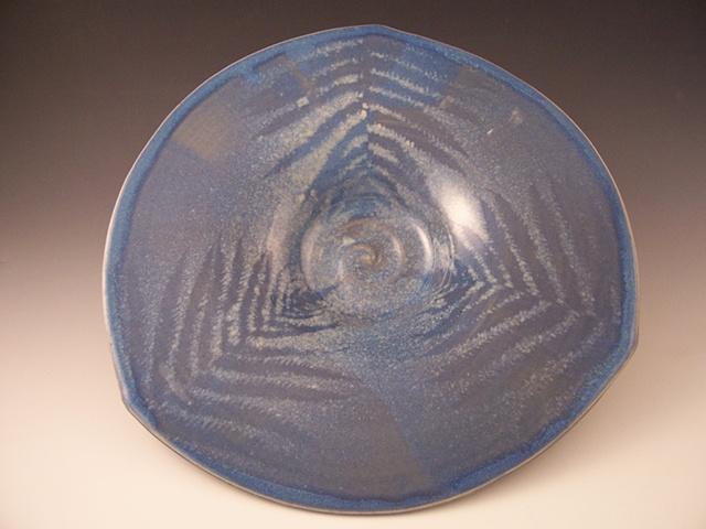 Triangle Plate with Blue Fern Design