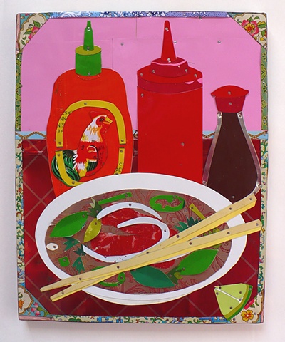 Pho, Viet Namese noodle soup in recycled tin by Jenny Fillius