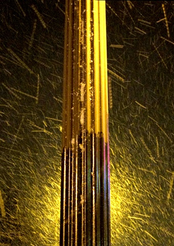 lamp post in blizzard