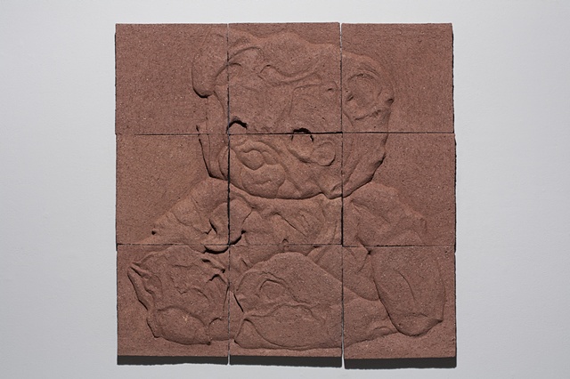Press molded and carved brick clay, tiles, wall panel