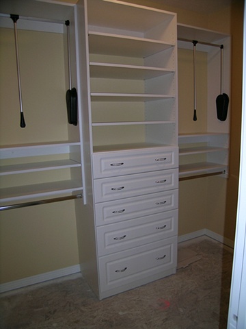 Drawer cabinets with pneumatic pull down short hang storage cabinets