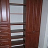 Master bedroom open and closed storage- light cherry melamine