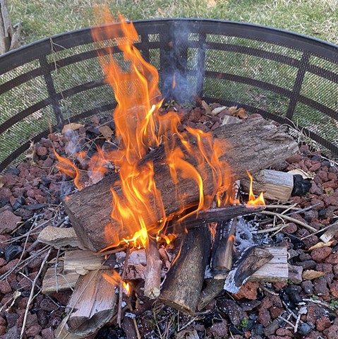 The closed metal tin placed into a fire