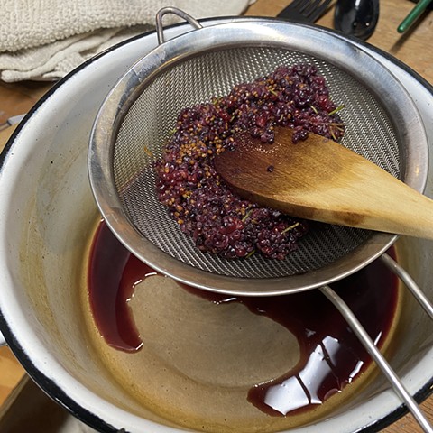 Straining mulberry ink