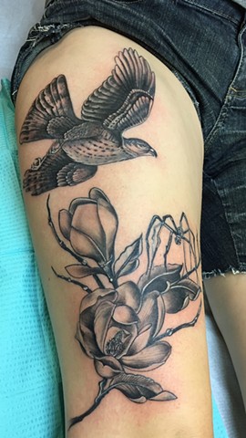Black Hawk and Magnolia tatto 