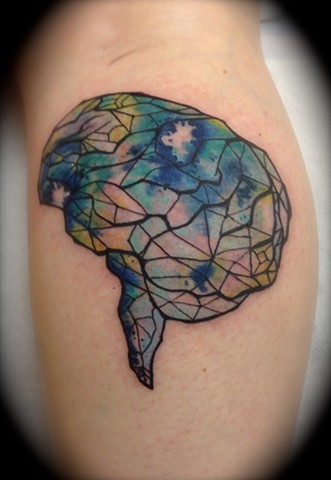 Watercolor Brain Tattoo
