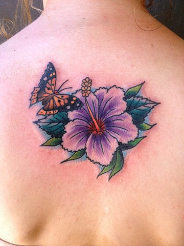Butterfly Hibiscus Tattoo - Lahaina, Maui 