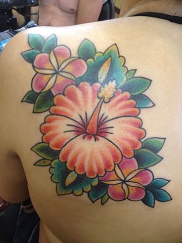 Hibiscus Plumeria tattoo - Lahaina, Maui
