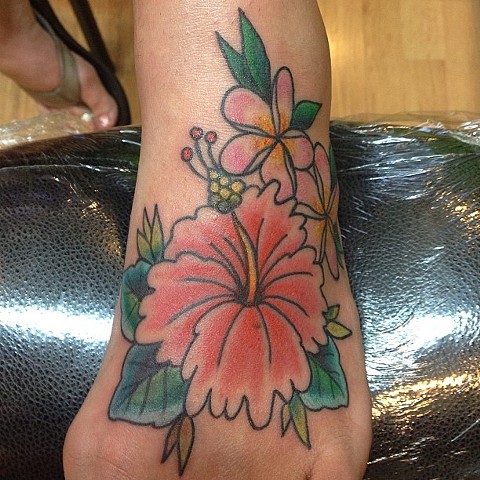 Hibiscus Plumeria tattoo - Lahaina, Maui 