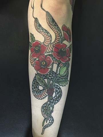 Two Headed Snake and Poppies (Healed)