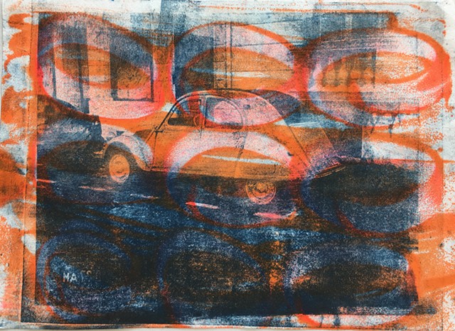 Paper Lithograph with encaustic