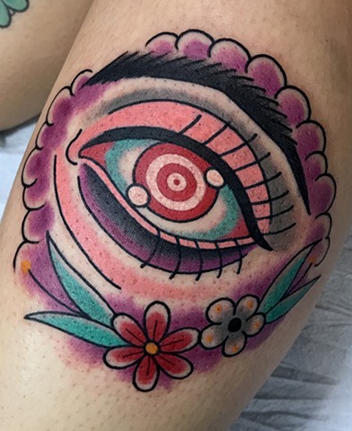 Traditional or neotraditional style traditional tattoo with bright colours in a bold style made in Toronto Ontario Canada