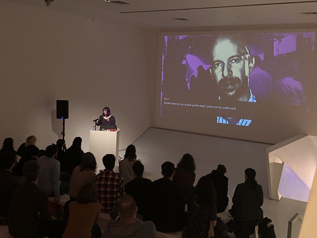 Giving a talk at The Game: The Game opening reception at the Museum of the Moving Image (NYC) - image by Wendell Walker 2018