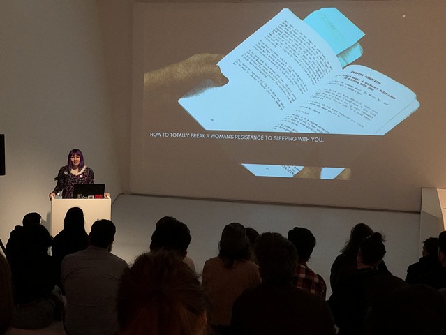 Giving a talk at The Game: The Game opening reception at the Museum of the Moving Image (NYC) - image by Wendell Walker 2018
