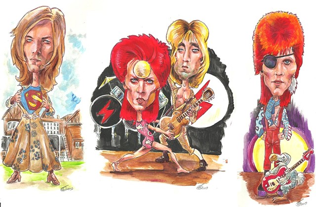 Bowie career caricatures 2