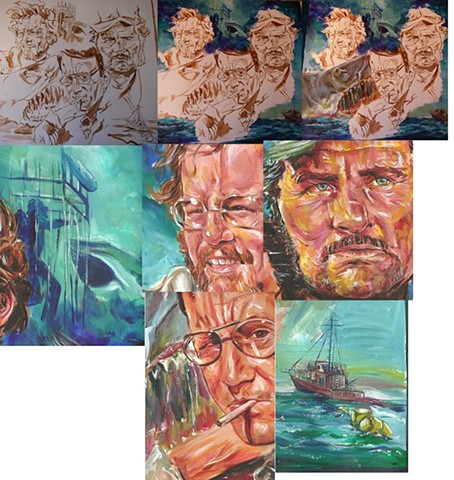 Jaws - stages of the painting