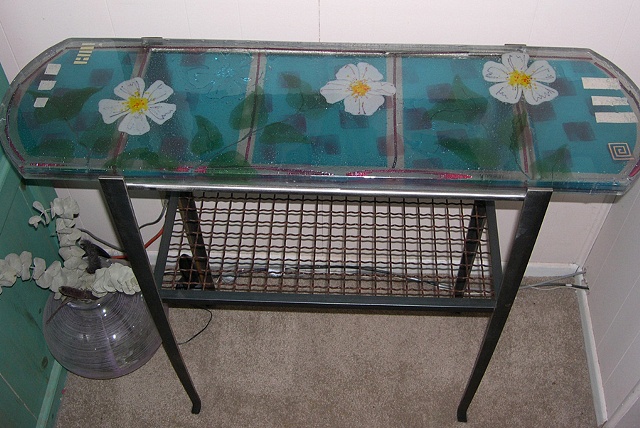 Gift of Blossoms Glass & Steel table