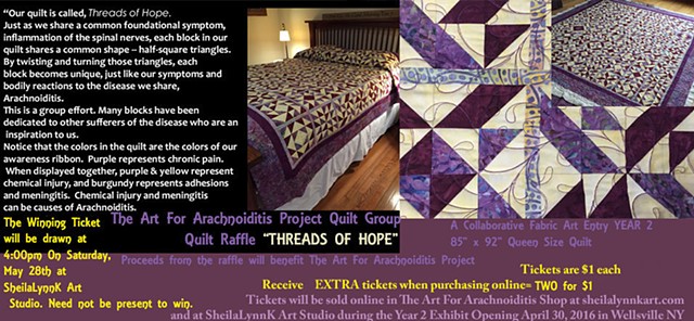 Arachnoiditis Quilt Raffle, Art For Arachnoiditis, Threads Of Hope, Fabric Art, Art Therapy