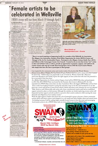 SWAN Day Allegany County NY, Wellsville NY, SheilaLynnK Art Studio Events, Women In the Arts, SWAN Local, Affordable Art