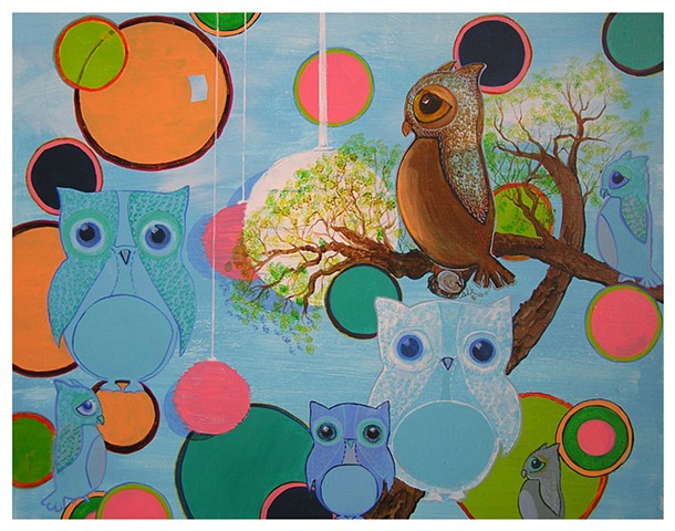 Owl Art, Nursery Art, Retro Owl 