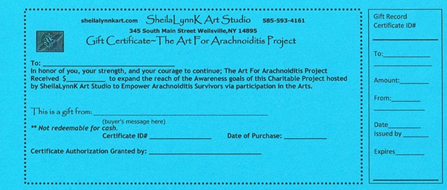 art for arachnoiditis project gift certificate