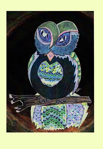 owl art, sacred art, sacred owl