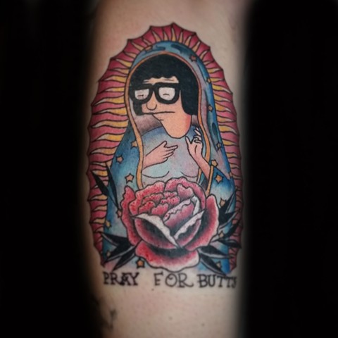 Tina Pray for Butts from Bob's Burgers by female tattoo artist Tiffany Garcia