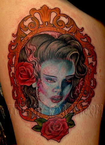 Undead Bride by Tiffany Garcia Top Female Tattoo Artist located in Long Beach, Orange County, LA, Huntington Beach, Carson, Palos Verdes, Los Angeles, West Hollywood, Pacific Coast Highway and surrounding areas in Southern California. Custom Tattoos
