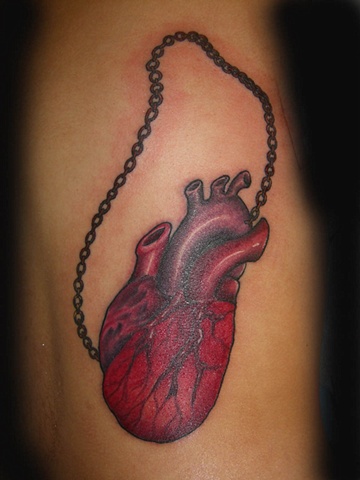 Human Heart by Tiffany Garcia Tattoo Artist Original Custom Tattoos located in Long Beach, Huntington Beach, Carson, Palos Verdes, Los Angeles, West Hollywood, Pacific Coast Highway and surrounding areas in Southern California.