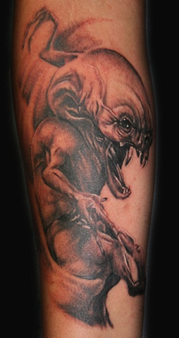 Black and Grey Demon by Tiffany Garcia Tattoo Artist Original Custom Tattoos located in Long Beach, Huntington Beach, Carson, Palos Verdes, Los Angeles, West Hollywood, Pacific Coast Highway and surrounding areas in Southern California.