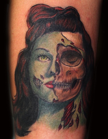 Undead Beauty Portrait  by Tiffany Garcia Tattoo Artist Original Custom Tattoos located in Long Beach, Huntington Beach, Carson, Palos Verdes, Los Angeles, West Hollywood, Pacific Coast Highway and surrounding areas in Southern California.