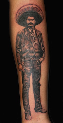 Zapata Black and Grey by Tiffany Garcia Tattoo Artist located in Long Beach, Huntington Beach, Carson, Palos Verdes, Los Angeles, West Hollywood, Pacific Coast Highway and surrounding areas in Southern California.  Original Custom Tattoos