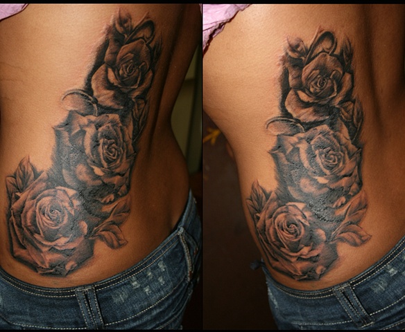 Roses in Black & White by Tiffany Garcia Female Tattoo Artist located in Long Beach, Orange County, LA, Huntington Beach, Carson, Palos Verdes, Los Angeles, West Hollywood, Pacific Coast Highway and surrounding areas in Southern California.