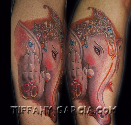 Elephant God Ganesha  by Tiffany Garcia Female Tattoo Artist located in Long Beach, Orange County, LA, Huntington Beach, Carson, Palos Verdes, Los Angeles, West Hollywood, Pacific Coast Highway and surrounding areas in Southern California.