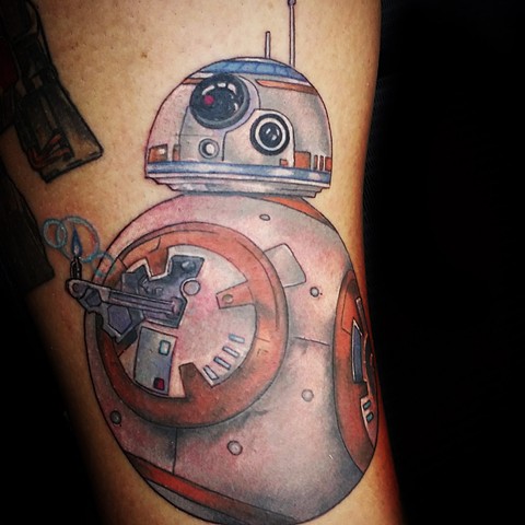 BB8 from Star wars by Female tattoo artists Tiffany Garcia