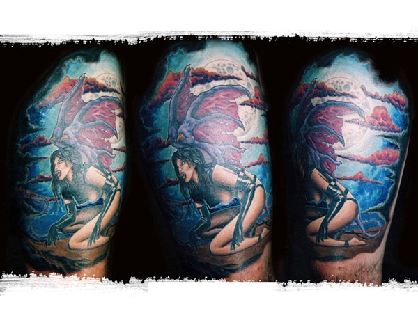 Won 2nd for Best Leg 2005 by Tiffany Garcia Tattoo Artist located in Long Beach, Huntington Beach, Carson, Palos Verdes, Los Angeles, West Hollywood, Pacific Coast Highway and surrounding areas in Southern California.    Original Custom Tattoos