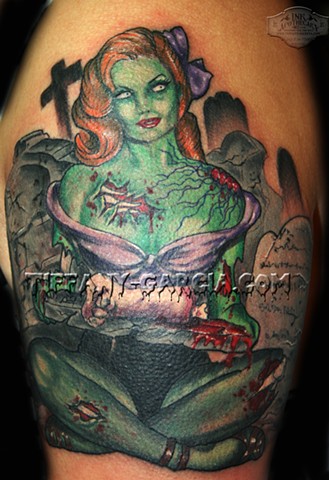 Undead Pinup  by Tiffany Garcia Female Tattoo Artist located in Long Beach, Orange County, LA, Huntington Beach, Carson, Palos Verdes, Los Angeles, West Hollywood, Pacific Coast Highway and surrounding areas in Southern California.