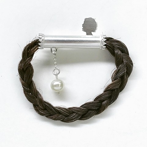 Smulovitz, Loss of Innocence 12, sterling silver, hair, pearl brooch