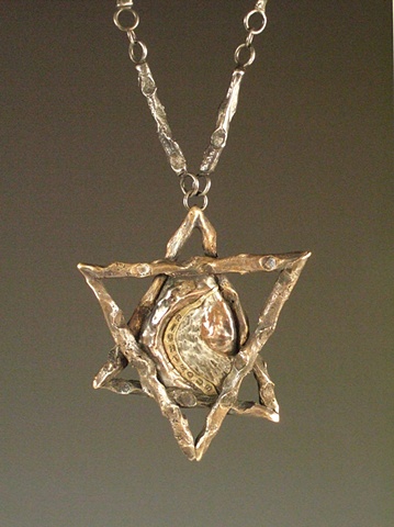 Anika Smulovitz, judaica, amulet, mixed metals, "shadow of death", necklace, protection, death, memorial