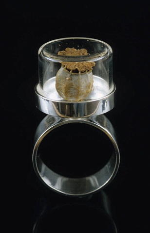 Anika Smulovitz Herbarium Specimen Ring Papaver orientale poppy pod jewelry