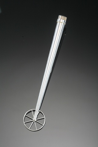 Anika Smulovitz, Untitled wheel perambulator sterling silver, 18k gold, torah pointer