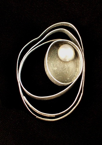 Anika Smulovitz, sterling silver brooch pin, In search of, silver jewelry, pearl and silver jewelry