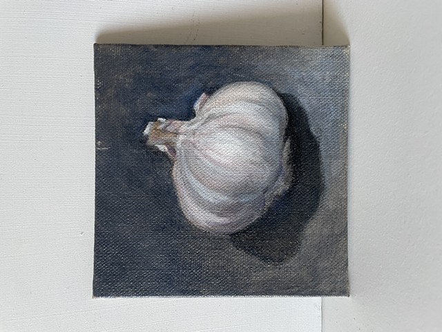 Build of garlic oil painting still life