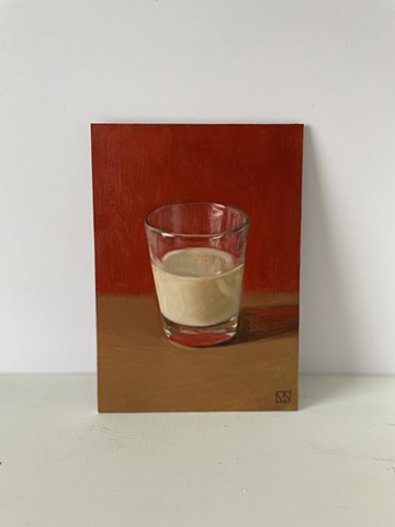 Glass of milk still life painting 