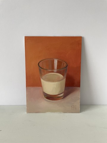 Glass of milk still life painting