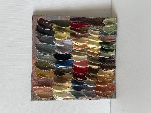 Paint colour swatches from oil painting palette 